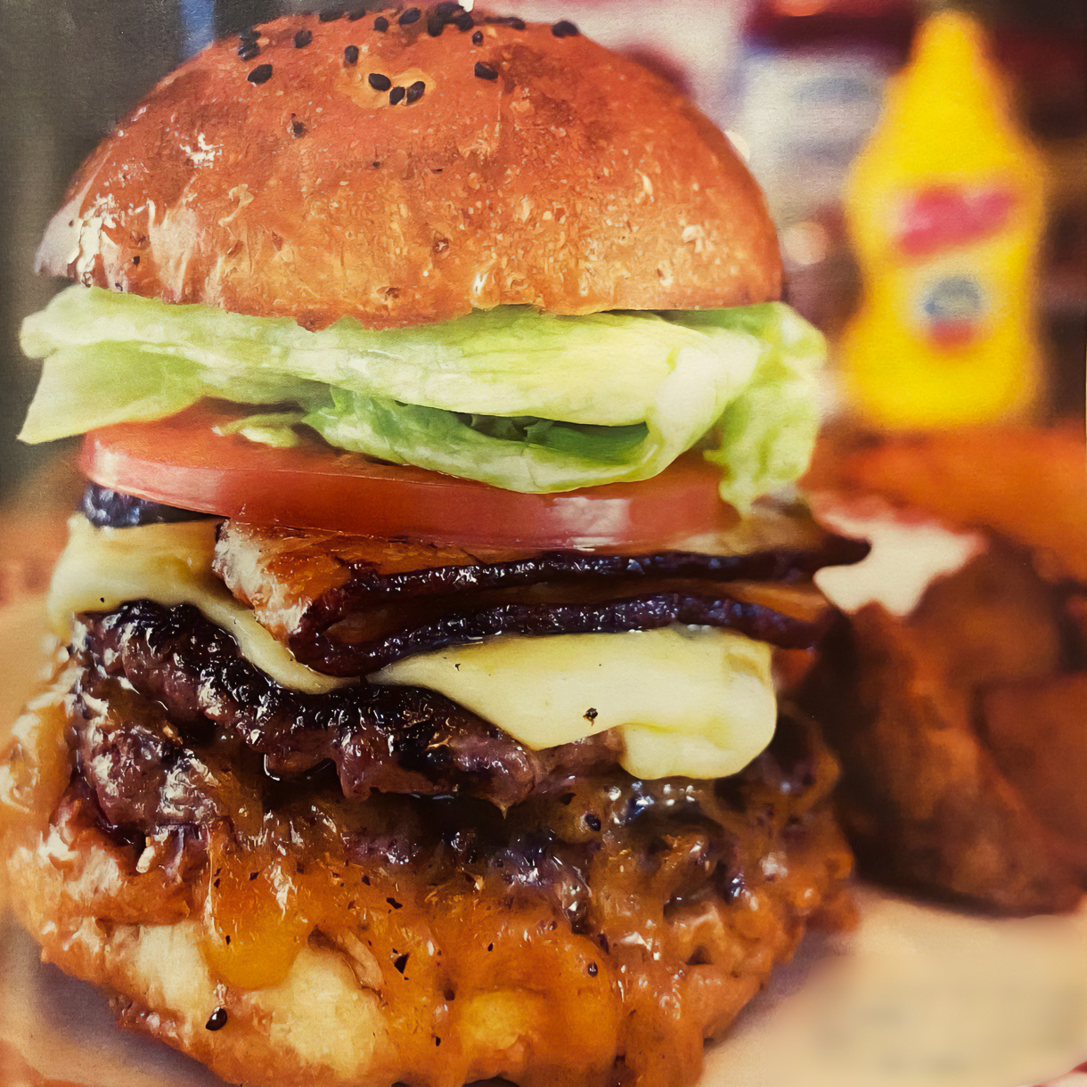 バーベキューベーコンダブルチーズバーガー